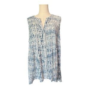 🆕 NWOT Cynthia Rowley blue & white patterned sleeveless blouse | size 1X